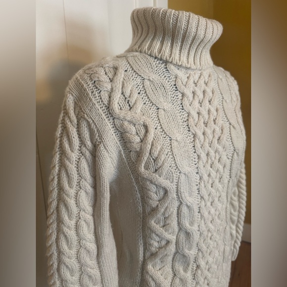 100% Wool Turtleneck Cable Knit Sweater - Picture 2 of 7